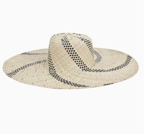 Wide Brim Straw Beach Sun Hat - Black