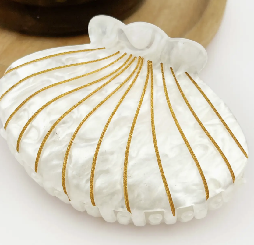 White Shell Hair Claw Clip Large