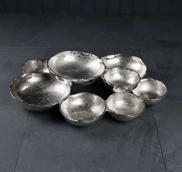 Cluster Platter -9 Bowl Textured Silver