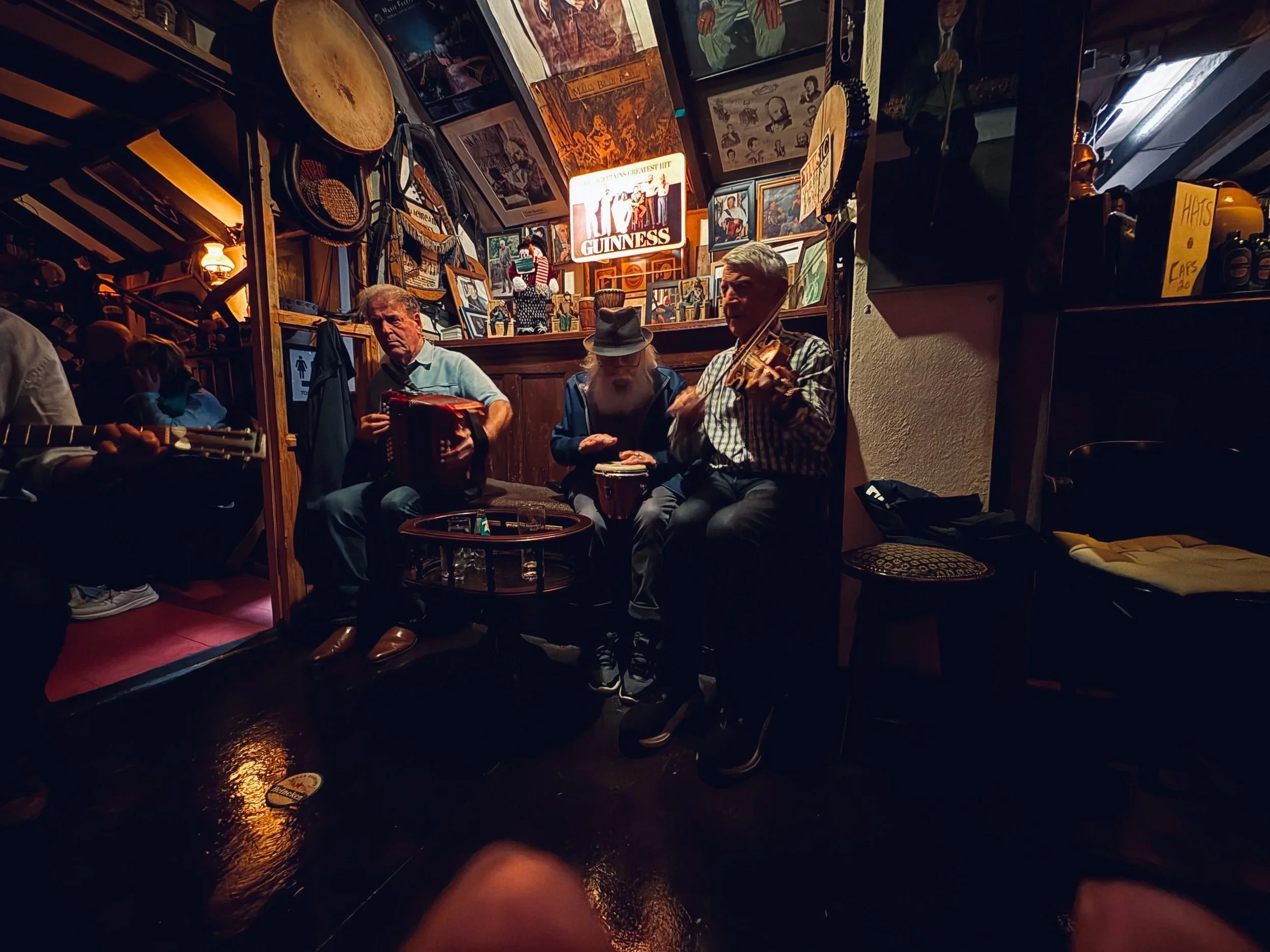 Men playing music in bar