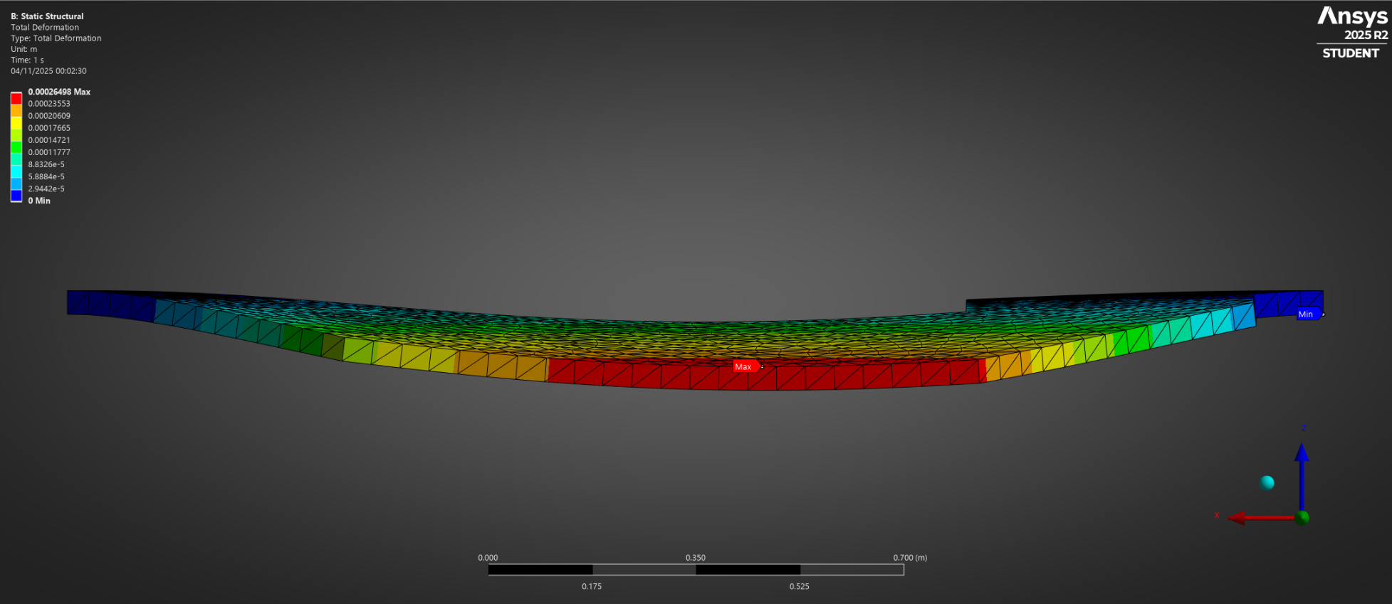 Simulation of Desktop to Vertical Force (Front View) - Deformation