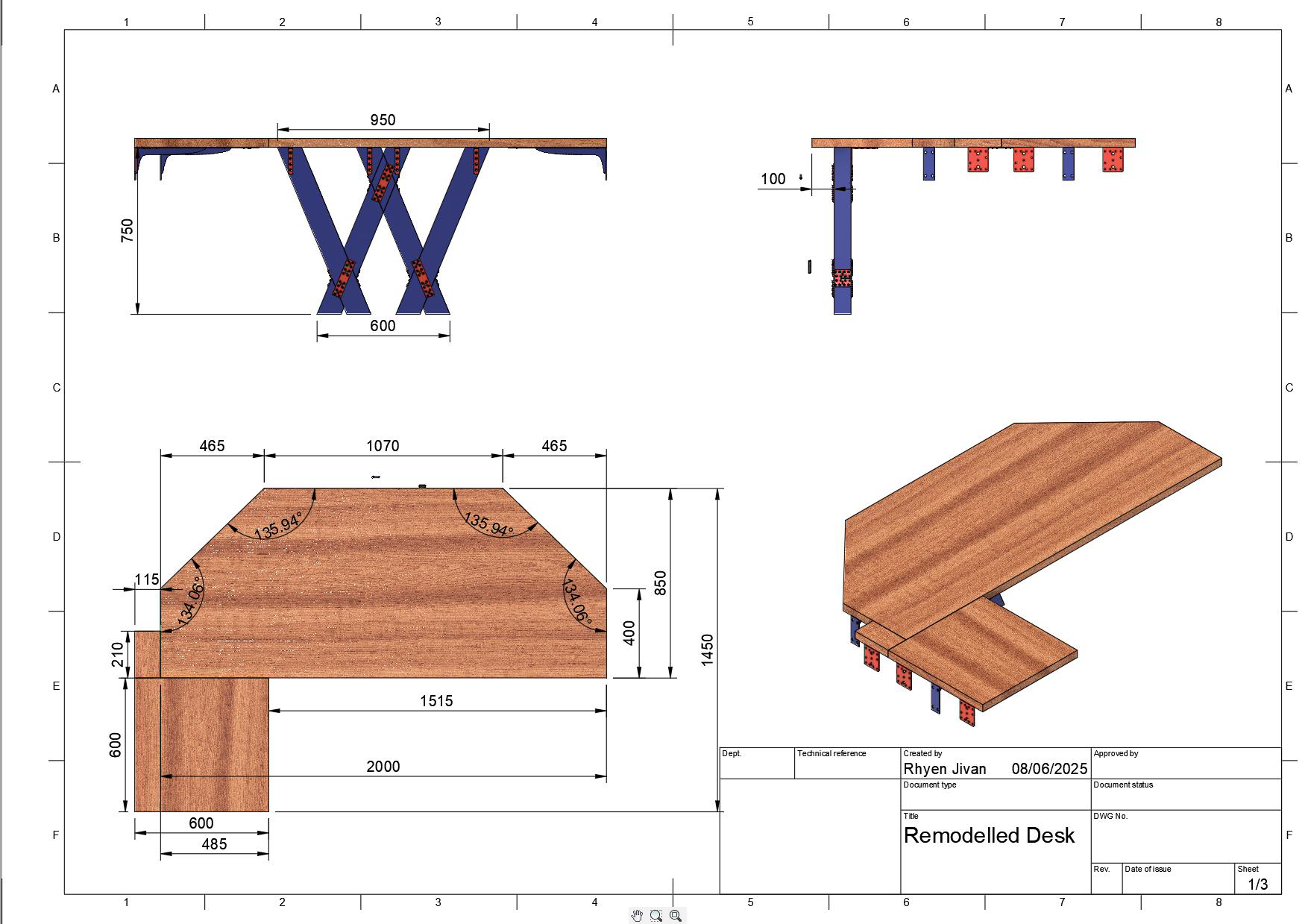 Desk Assembly Drawing