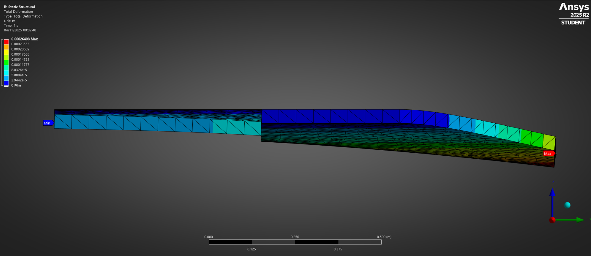 Simulation of Desktop to Vertical Force (Side View) - Deformation