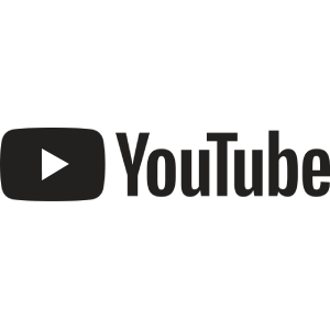 YouTube logo with a black play button icon