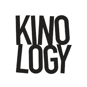 Black background with the word 'KINOLOGY' written in large, stylized gray letters.