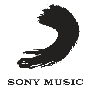 Sony Music logo with a black brushstroke circular symbol and text