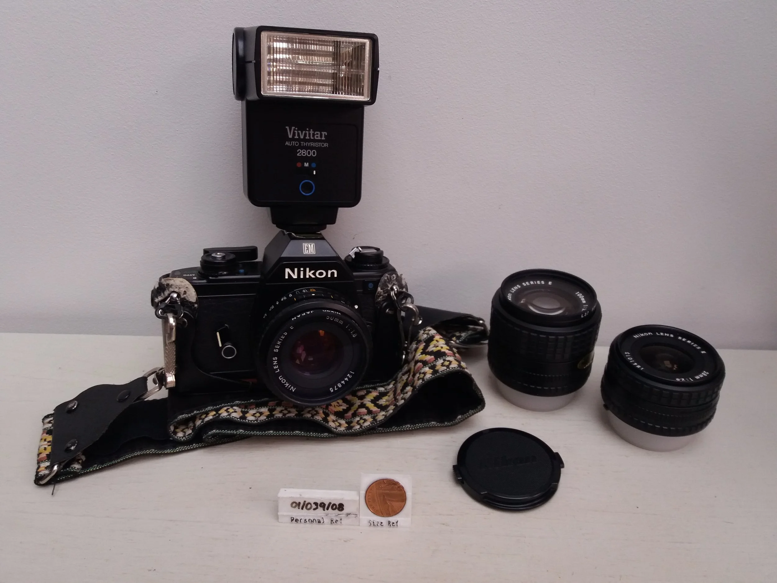 1979 | Nikon EM 35mm Film SLR Camera, Case, 3x Lenses & Flash