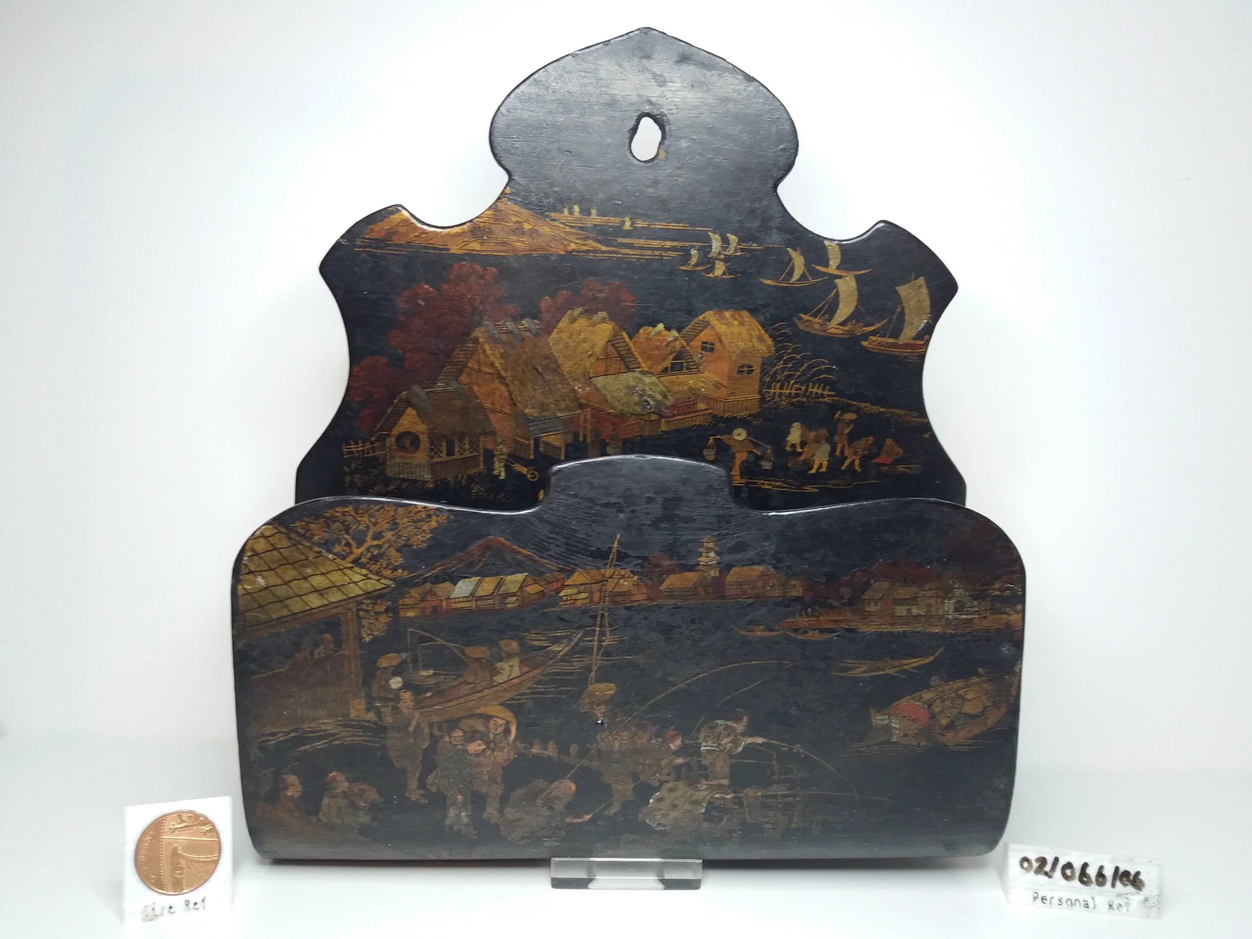 1870s - 1920s | Japanese Fishing Village Scene Letter Rack