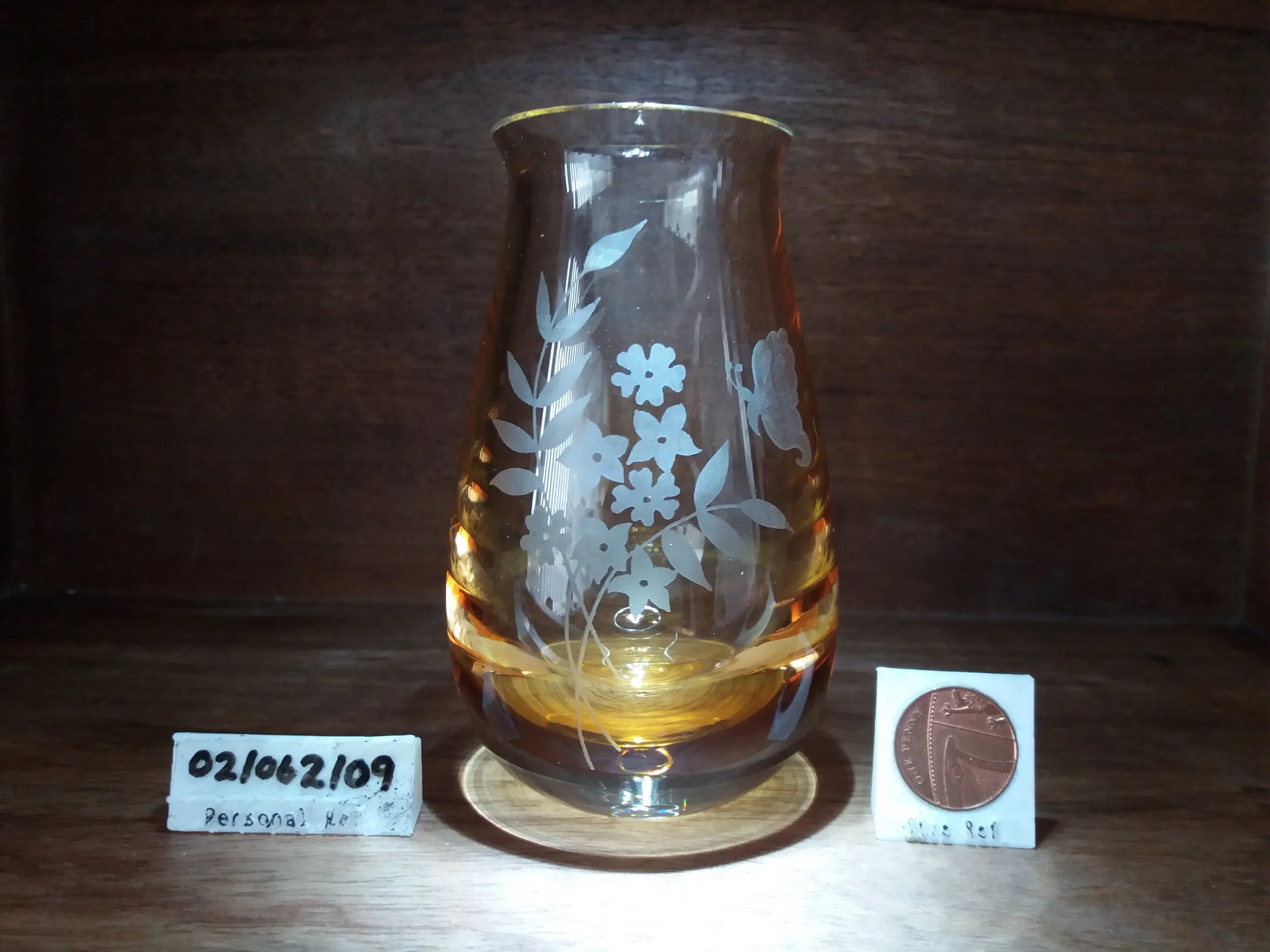 1970s | Orange Floral Caithness Glass Vase (light damage)