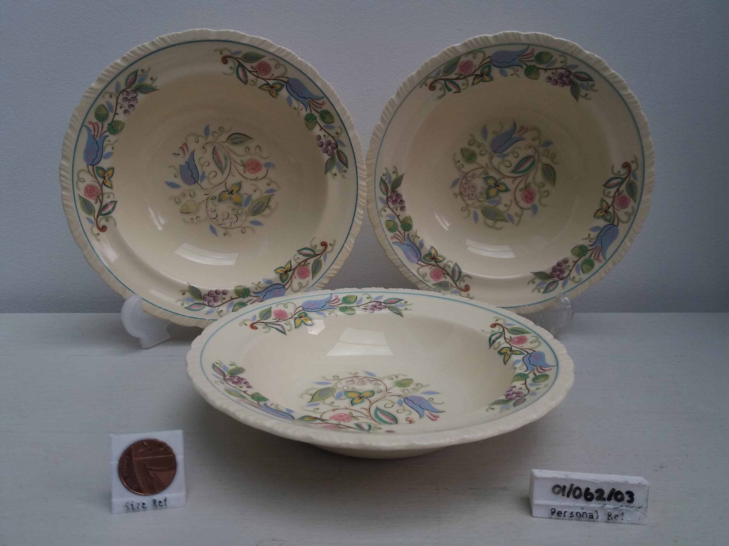 1930 - 1951 | Lot of 3x Newhall Hanley Bowls - Pattern 1280 (Light Damage to 1x)