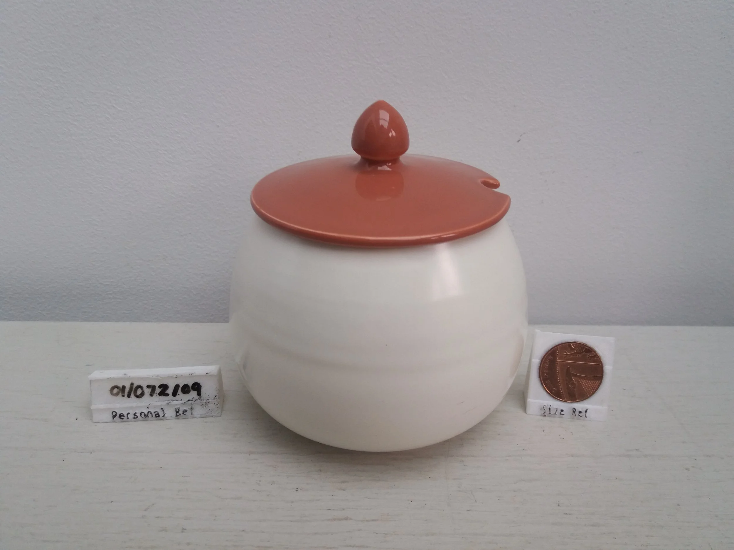 1950 - 1956 | Poole Pottery C95 Twintone Red Indian & Magnolia Mustard Pot