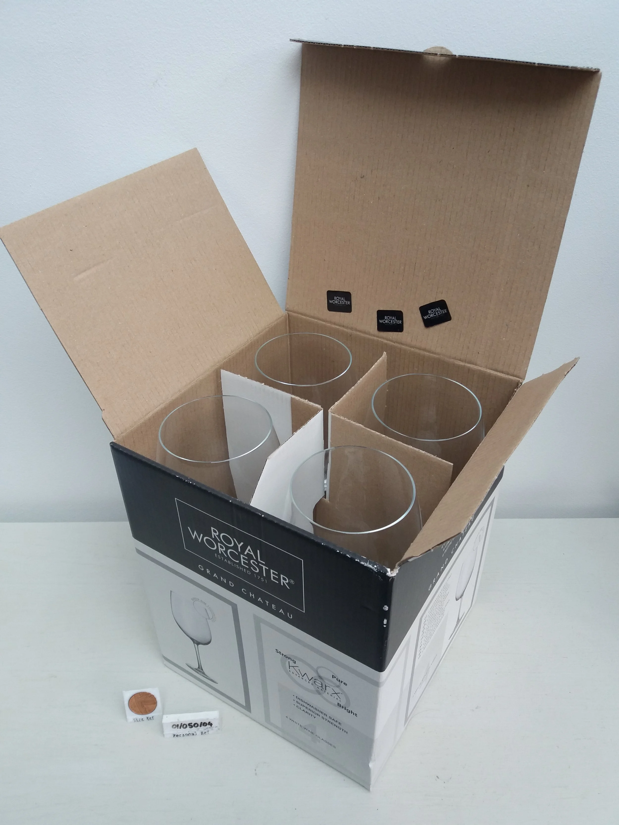 4x Royal Worcester Grand Chateau White Wine Glasses (Boxed)