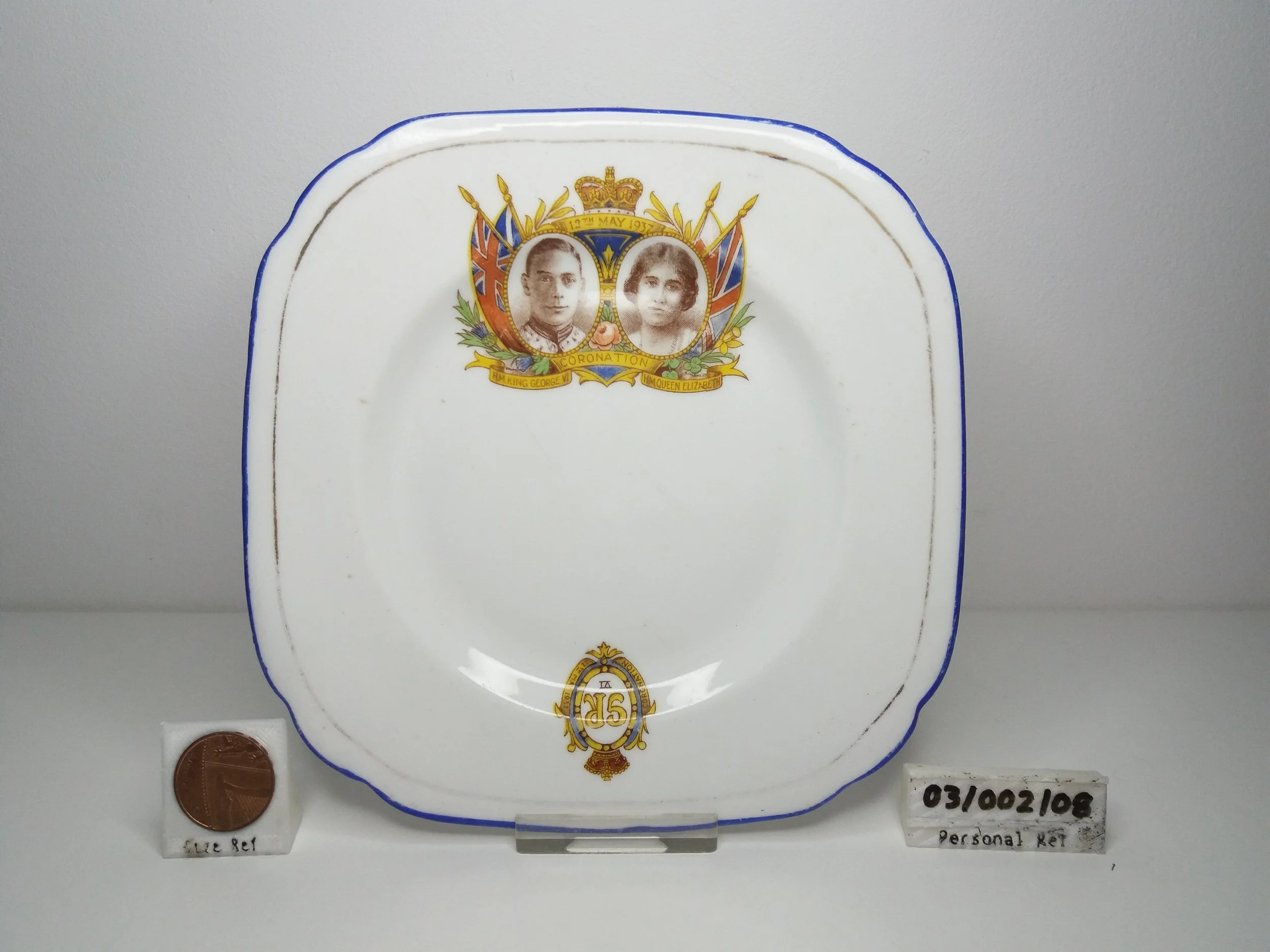 1937 | Coronation of George VI & Queen Elizabeth Square Plate - Sutherland (damaged & repaired)