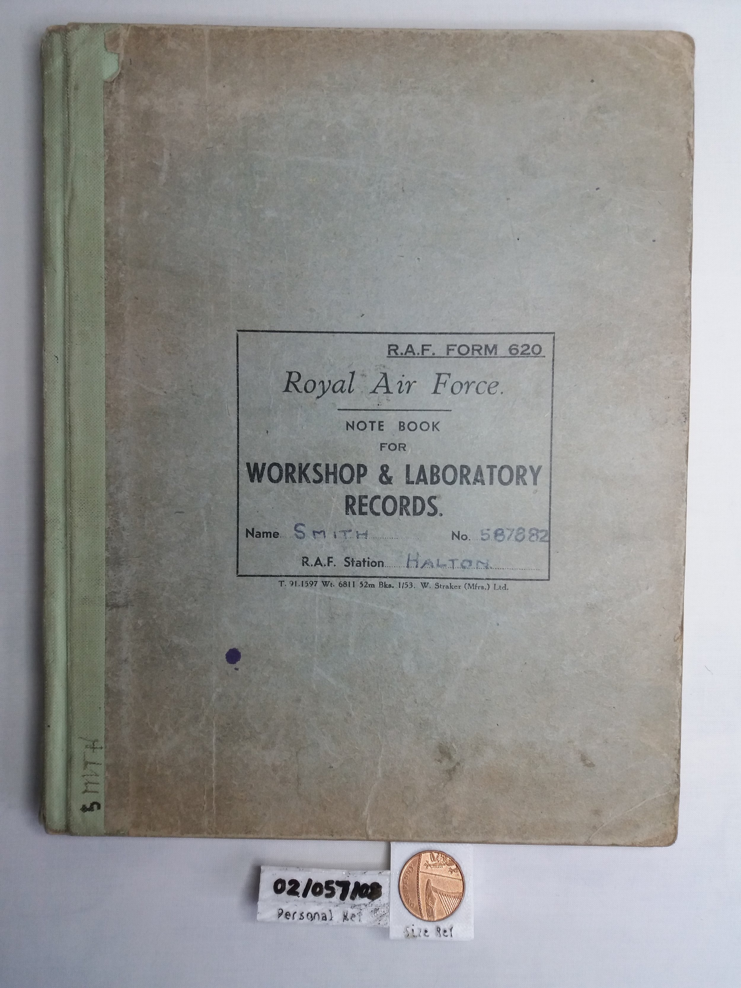 1954 | RAF Note Book for Workshop & Laboratory Records, RAF Halton