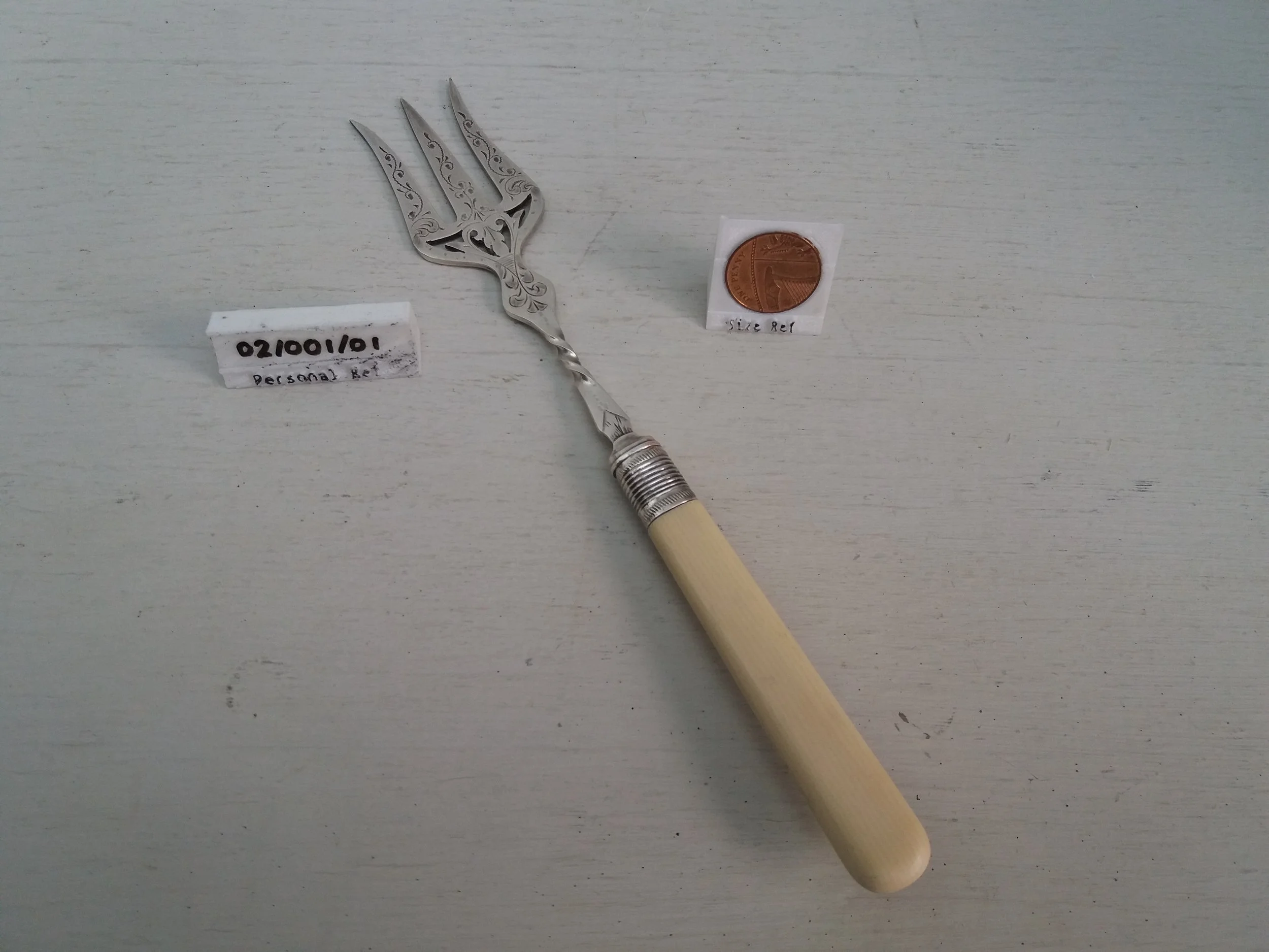 1880s - 1900s | Intricate Victorian Bread Fork with Twisted Handle Design