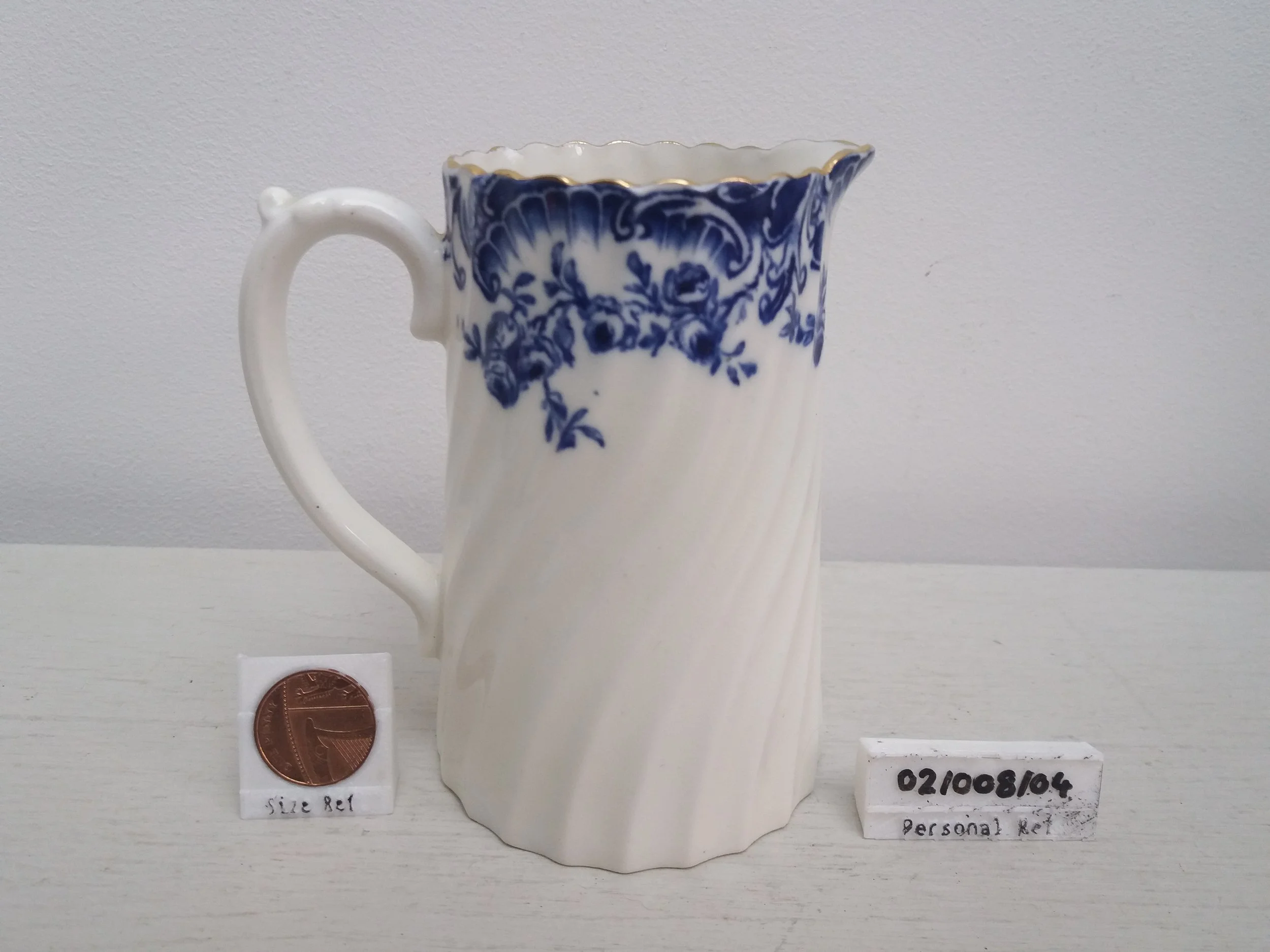 Blue & White Floral Scalloped Jug (light damage)