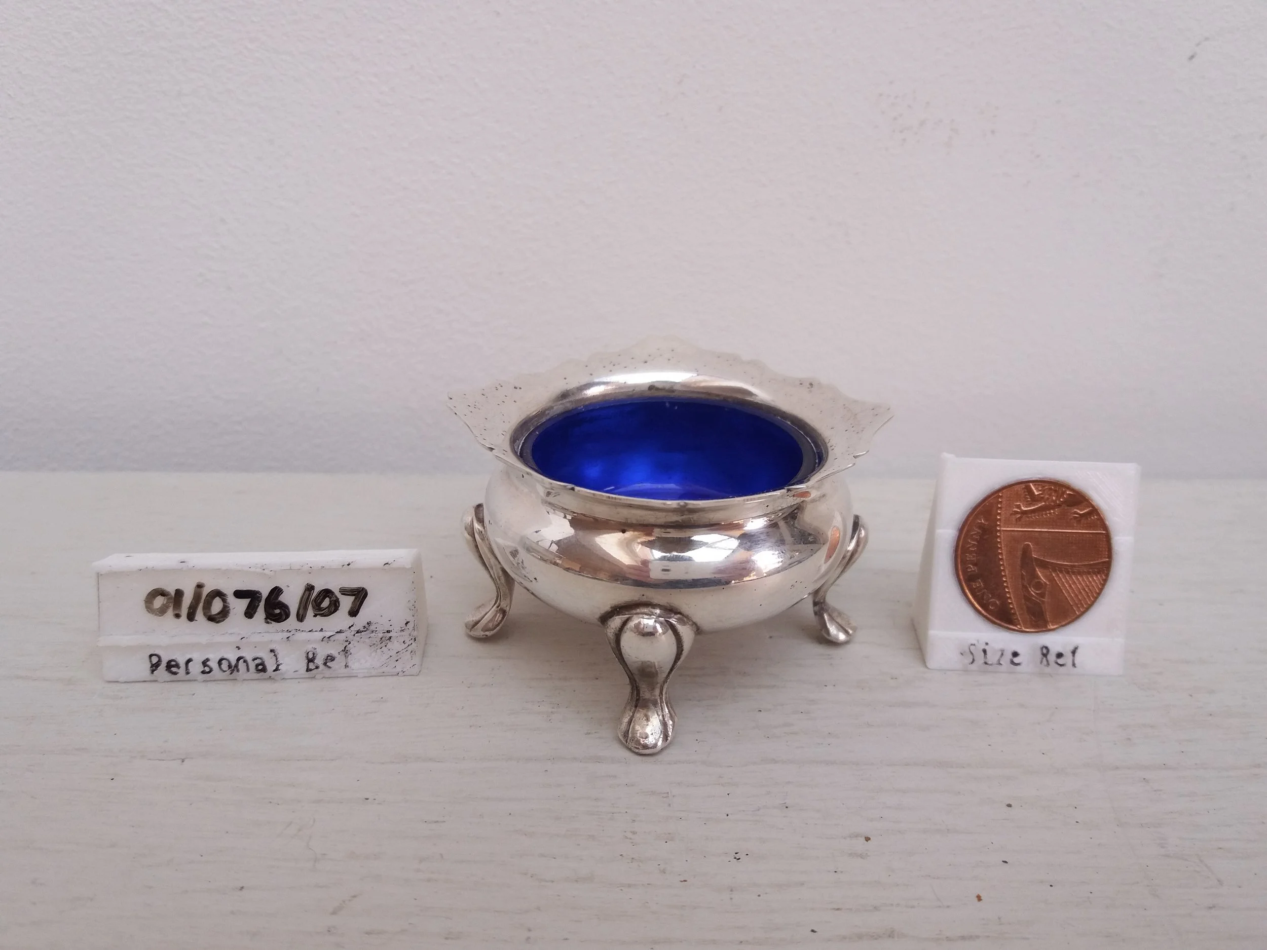 1970s | Viners Salt / Mustard Dish with Blue Glass Lining