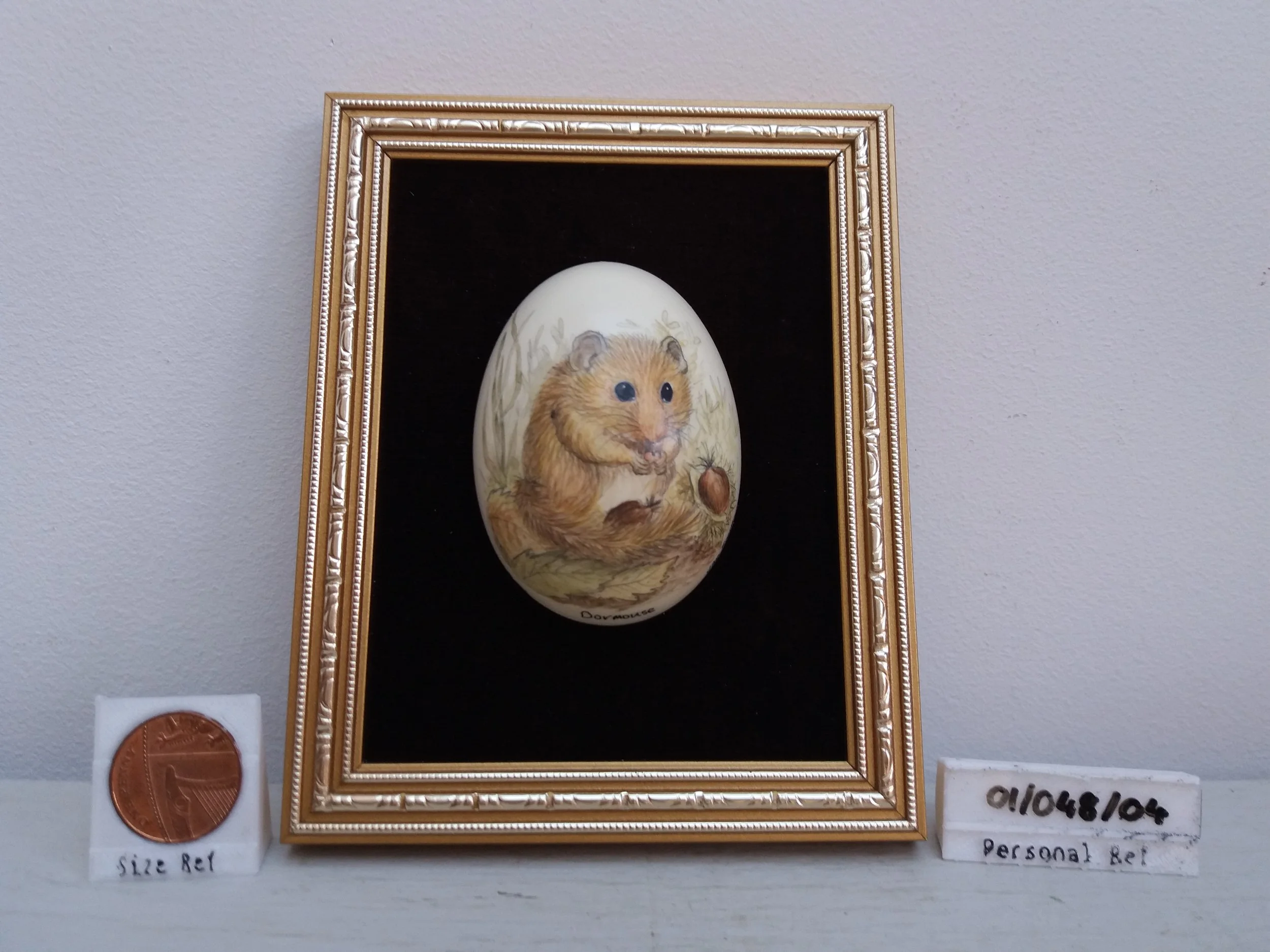 1980s | Hand-painted Framed Dormouse Eggshell - Jan Smith