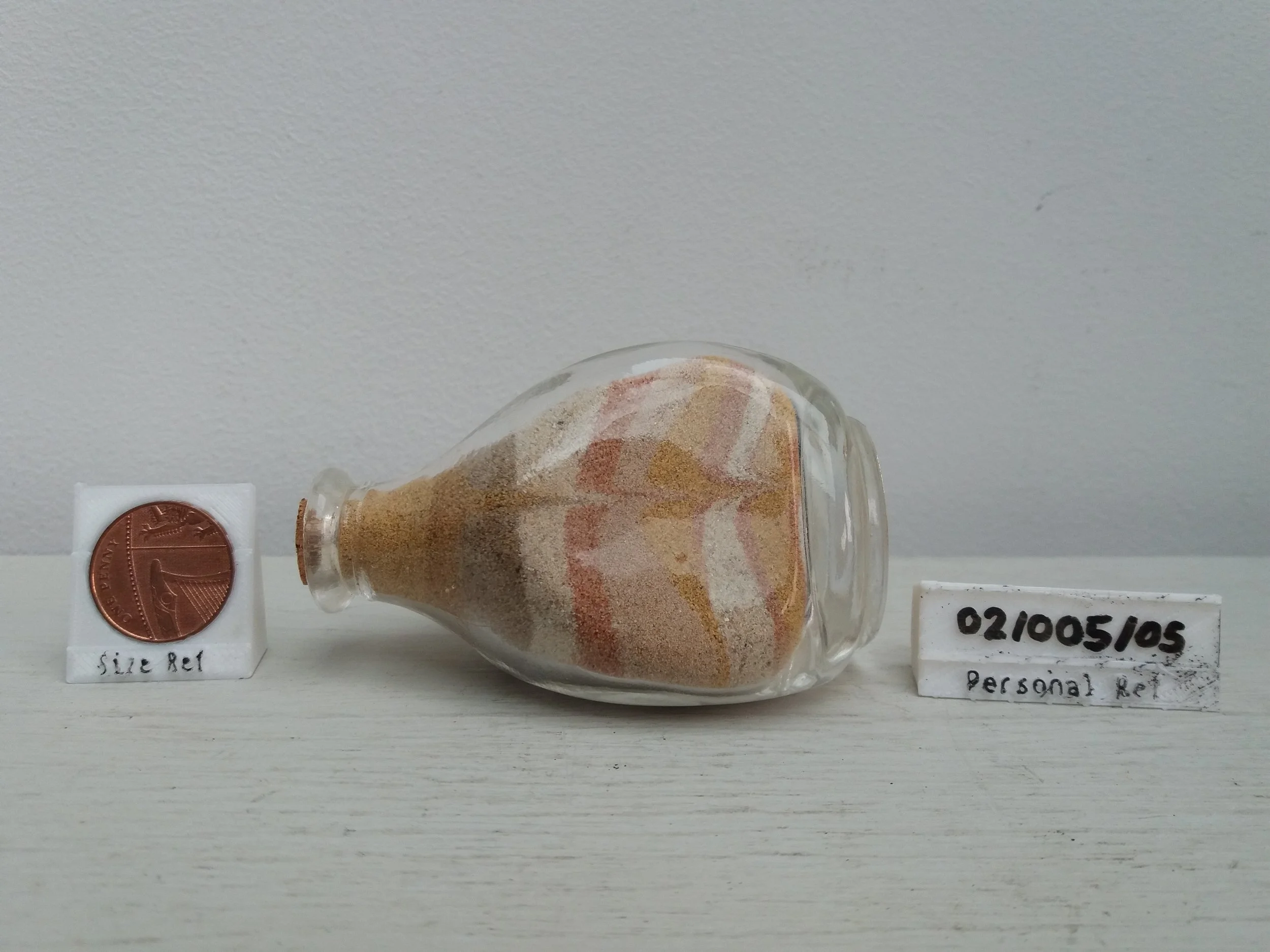 1960s / 1970s | Layered Isle Of Wight Sand Souvenir Dimple Bottle
