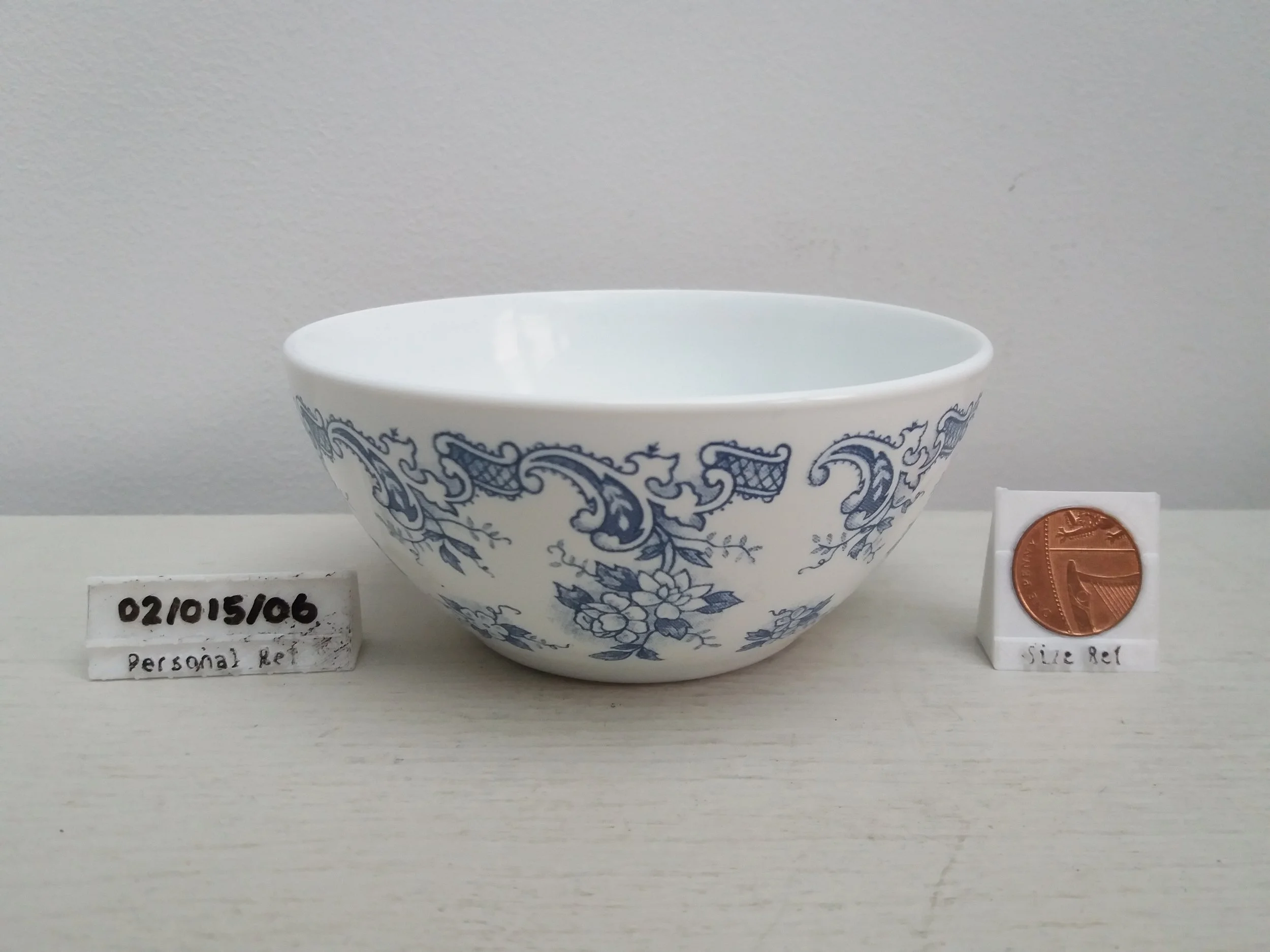 Blue & White Floral Milk Glass Bowl
