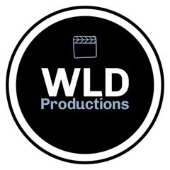 Logo of WLD Productions with a film clapperboard icon above the text