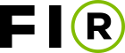FIR logo: Foreningen Industriel Retsbeskyttelse: A black circle drawn inside a green circle outline