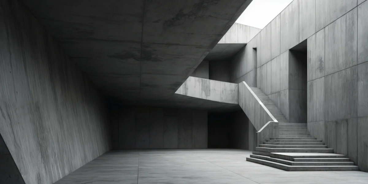 Concrete courtyard with staircase and overhead light — workflow redesign and automation