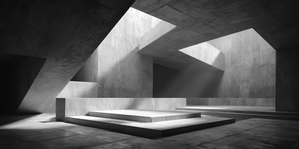 Angular concrete interior with light cutting through geometric openings — cash flow recovery for growing businesses
