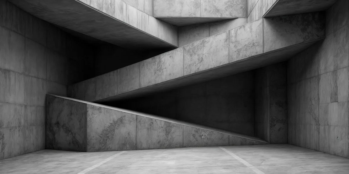 Concrete interior with diagonal ramp and layered slabs — operational control and visibility for SMEs