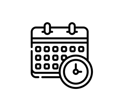 Calendar and clock icons suggesting scheduling or time management.