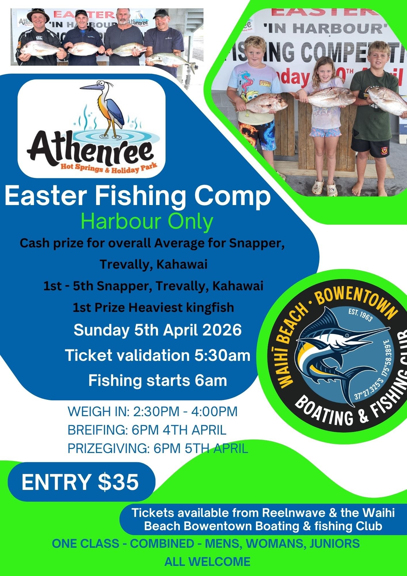 Athenree Hot Pools & Holiday Park Easter Fishing Competition