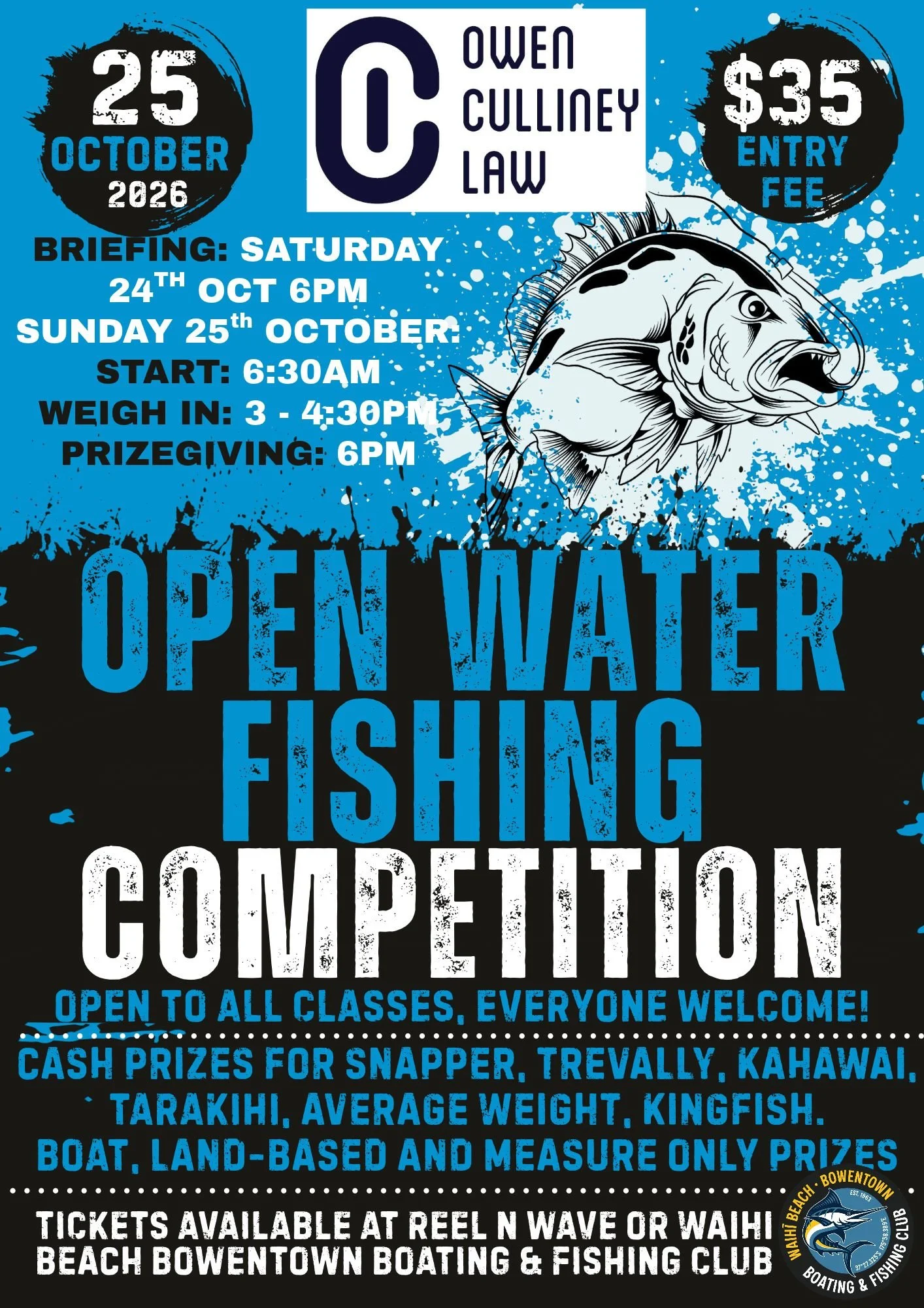 OC law one day open water fishing competition