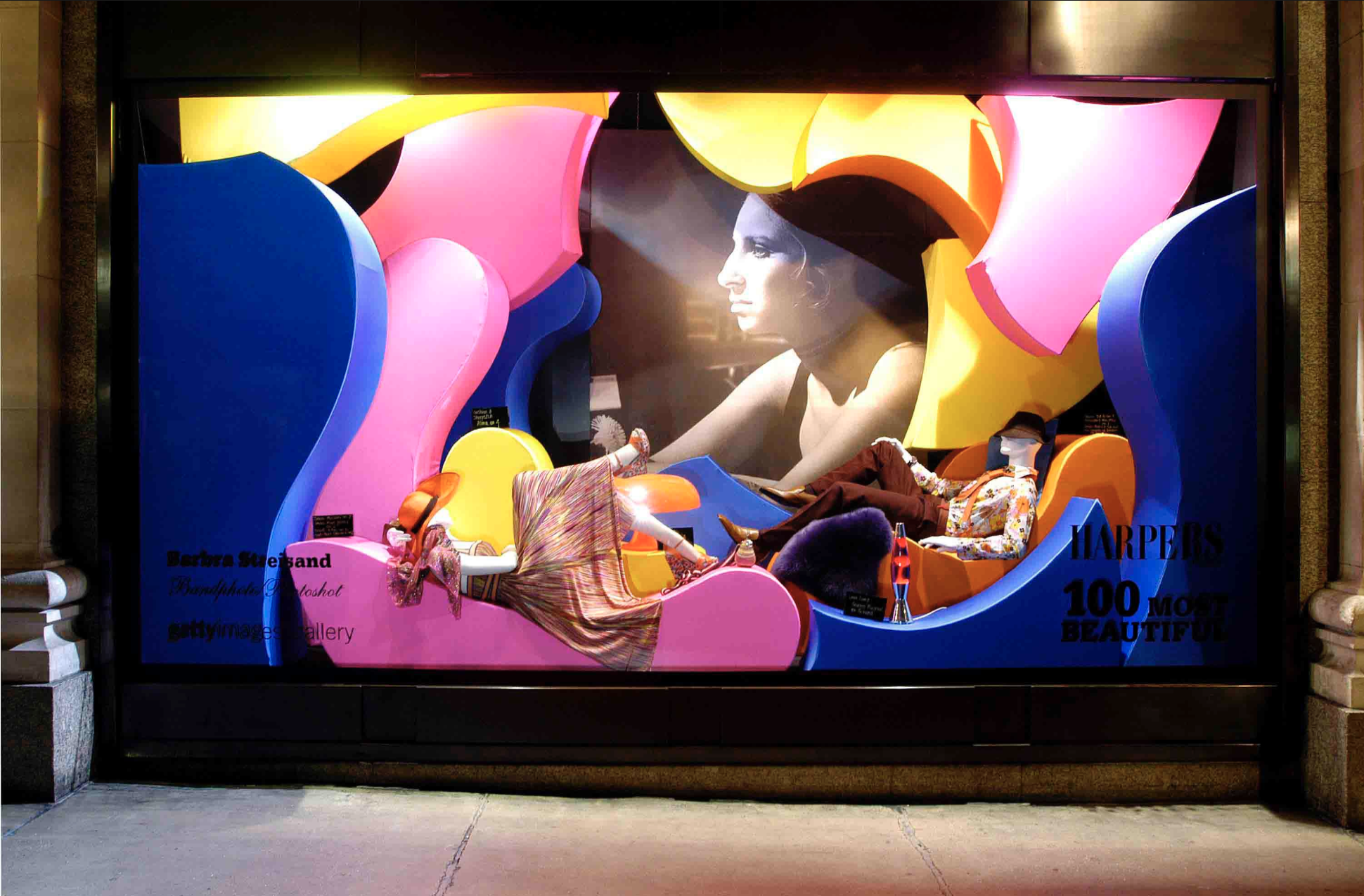 100 Most Beautiful:
A collaboration with Harper's Bazaar and Getty Images. Each window along Oxford Street conceptualized the hundred most beautiful women across decades of style and culture, with side windows dedicated to pivotal films of the time —
