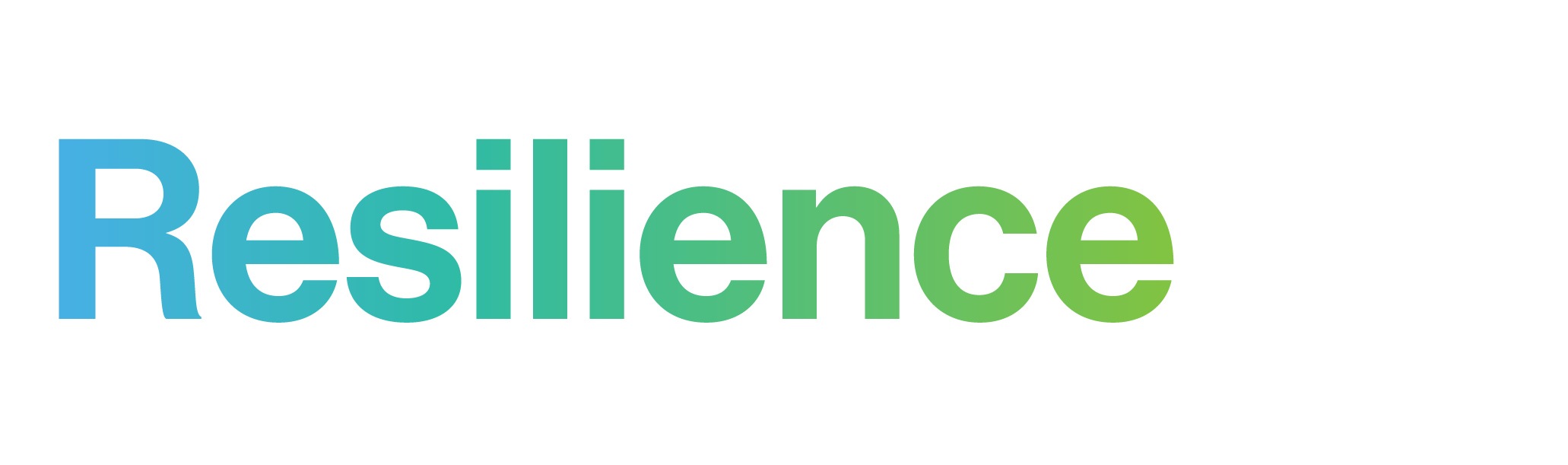 Color gradient text saying 'Resilience' on a transparent background.
