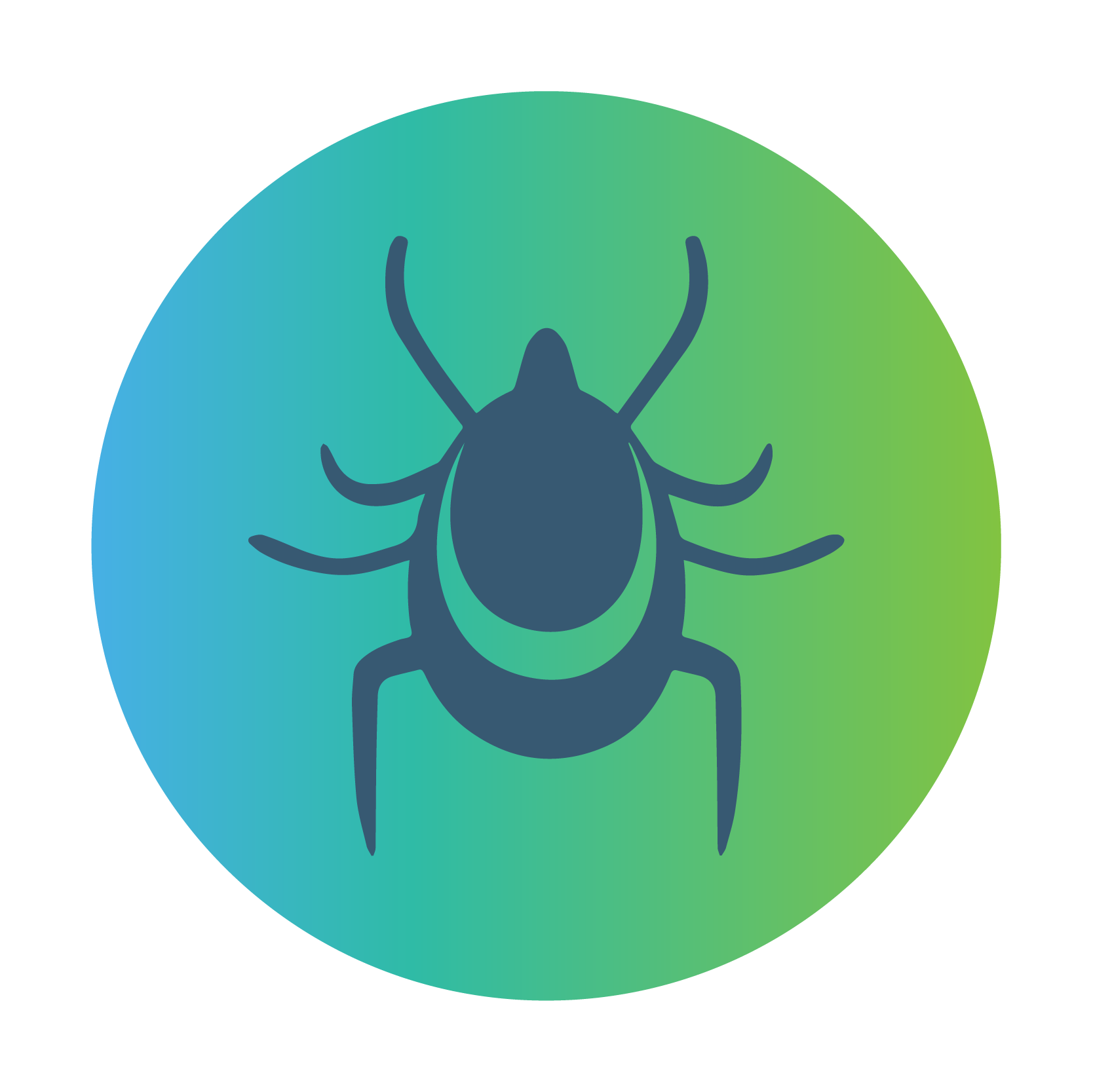 Illustration of a tick on a gradient blue and green background.