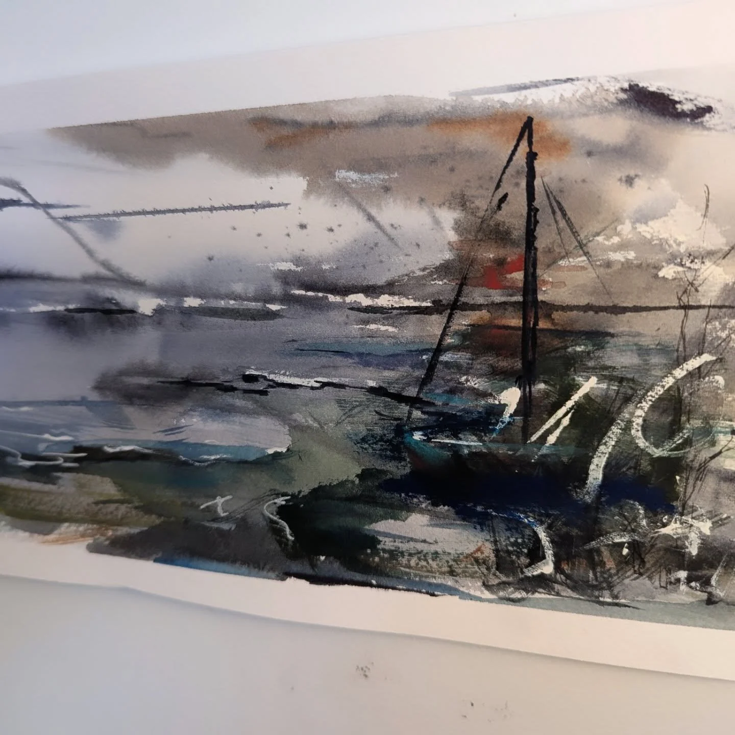 I can't seem to paint a 'straight' landscape. I need motion and energy with fun and unusual marks put down in the moment. With this kind of painting there are no take backs for the mark making so what goes down stays down😎. I think it really turned 