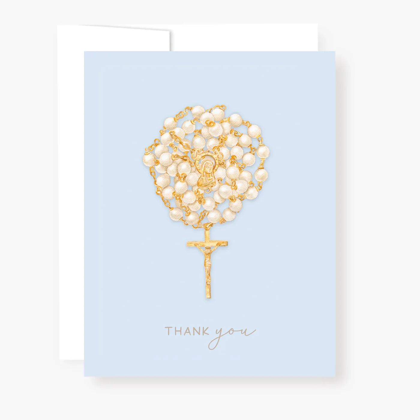 Rosary Card | Pearl Rosary | Light Blue | Thank You