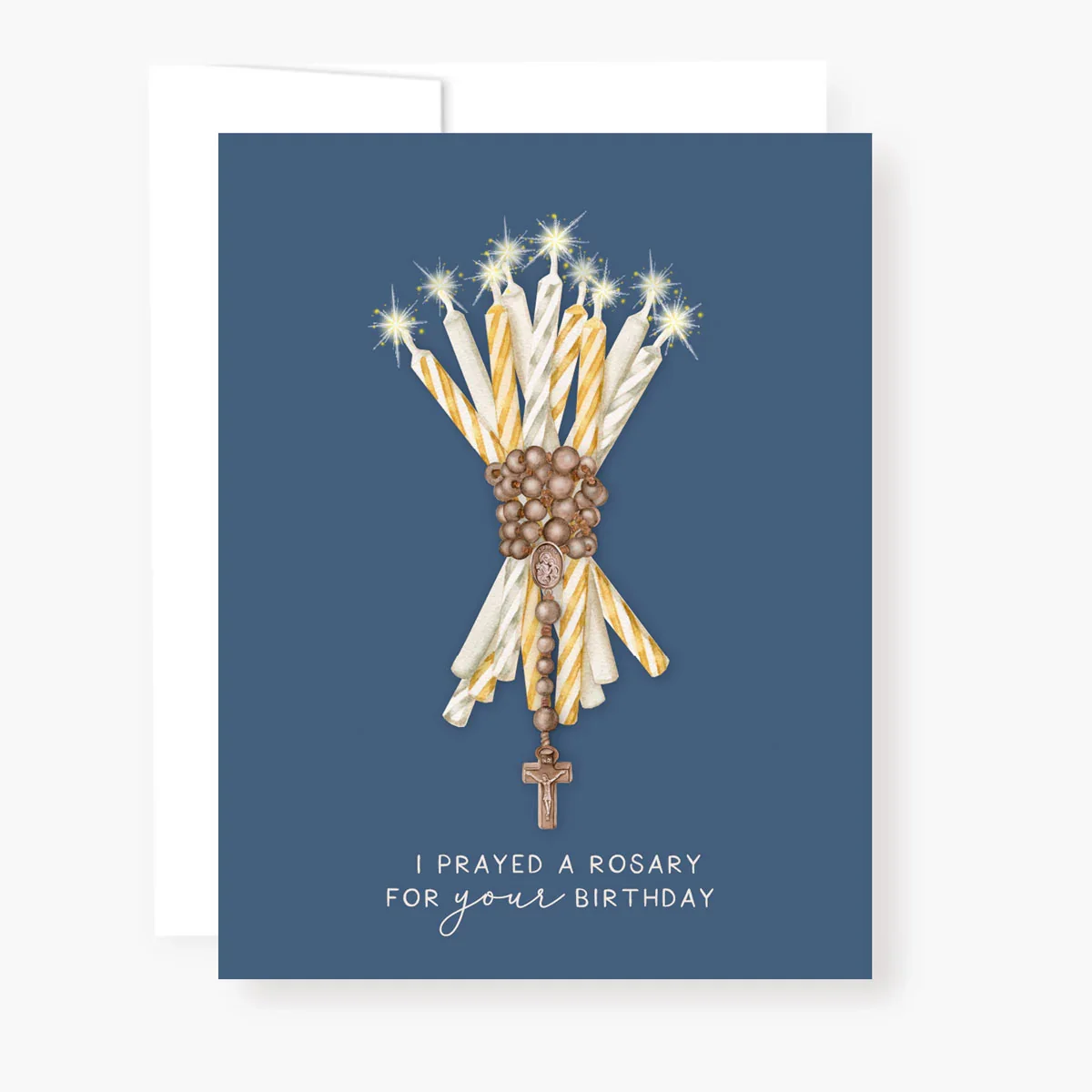 Rosary Card | Birthday Candles | Navy | Birthday