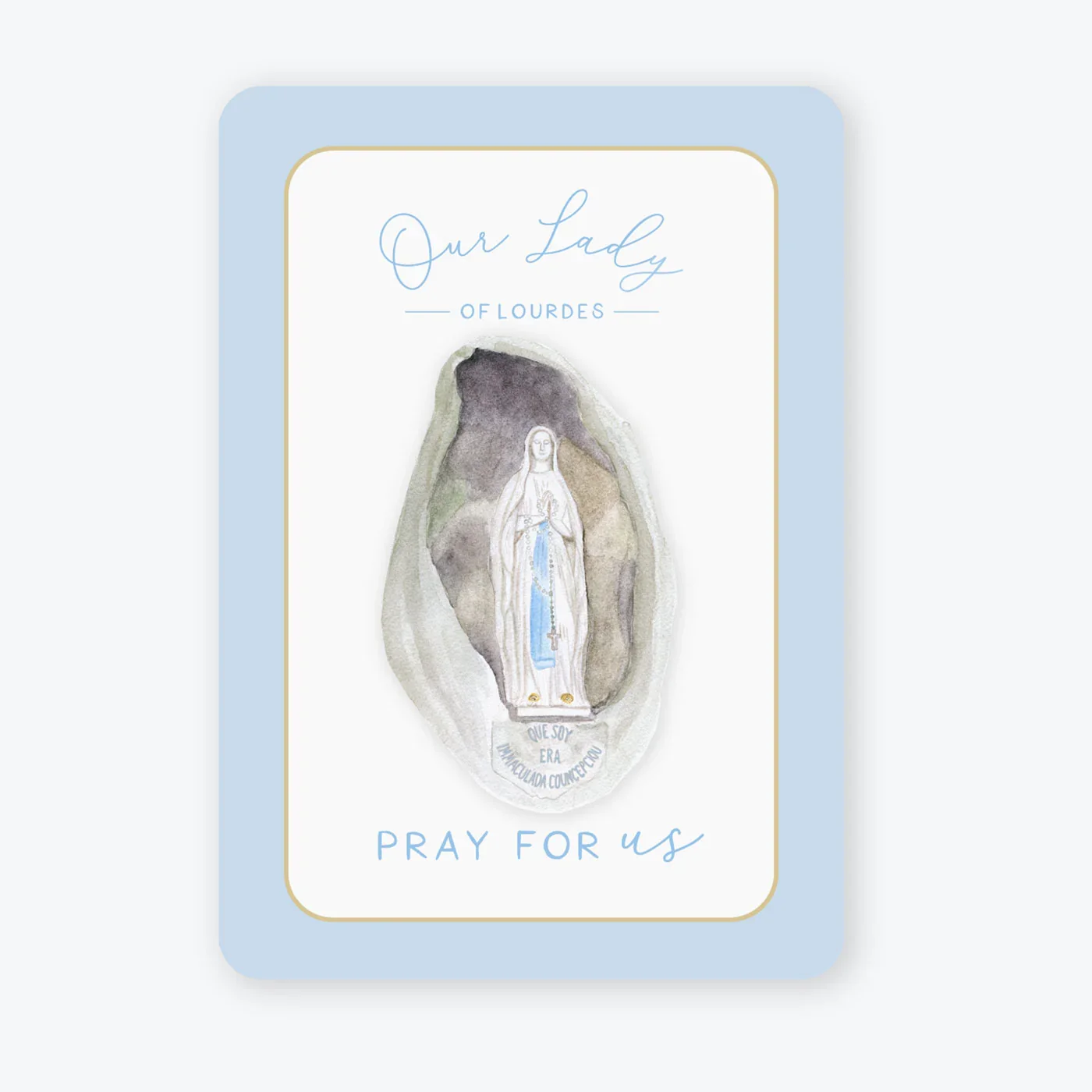 Our Lady of Lourdes Prayer Card | Blue