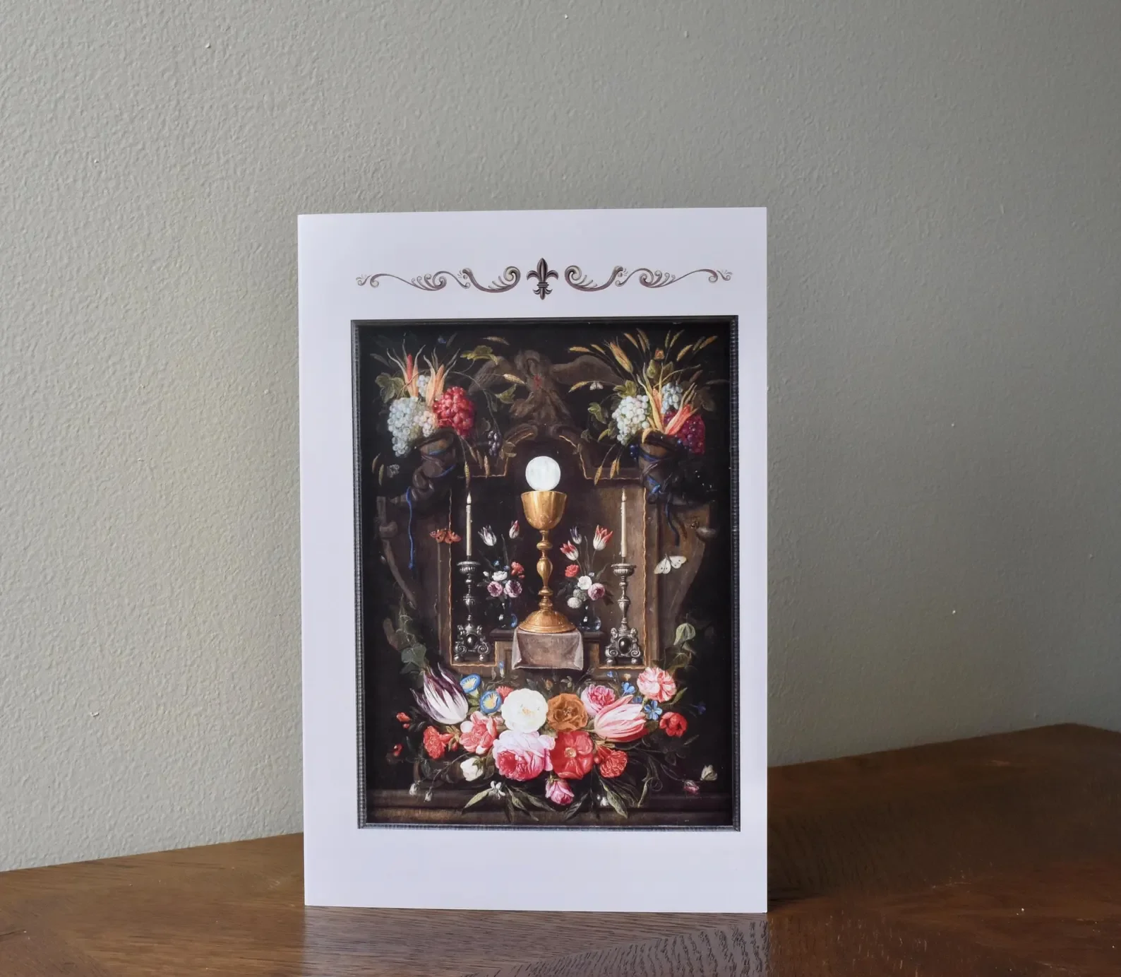 Floral Eucharistic Keepsake Art Card Blank Stationery