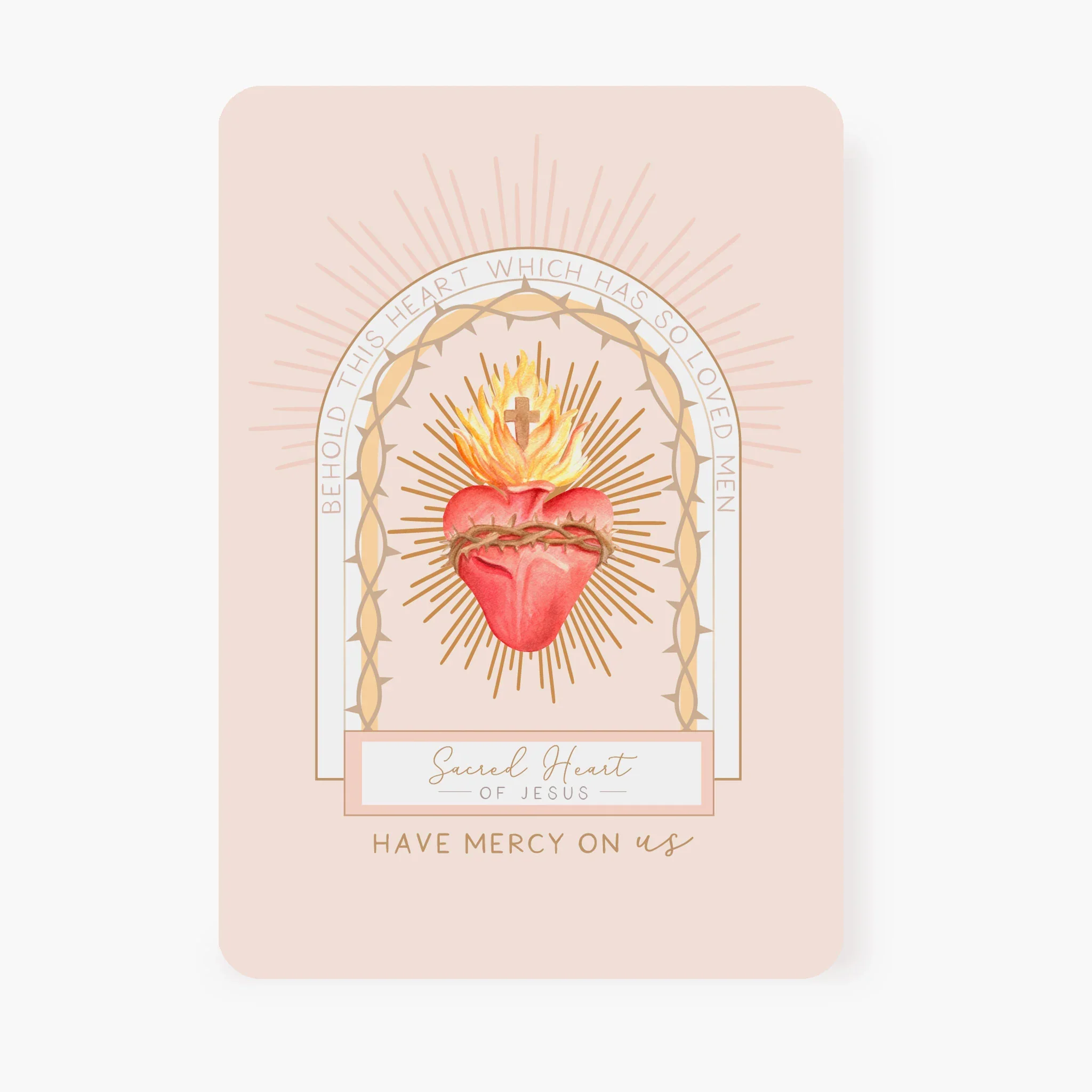 Efficacious Novena to the Sacred Heart Prayer Card | Beige