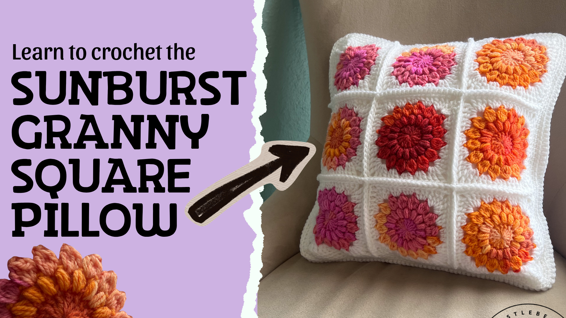 Sunburst Granny Square Pillow