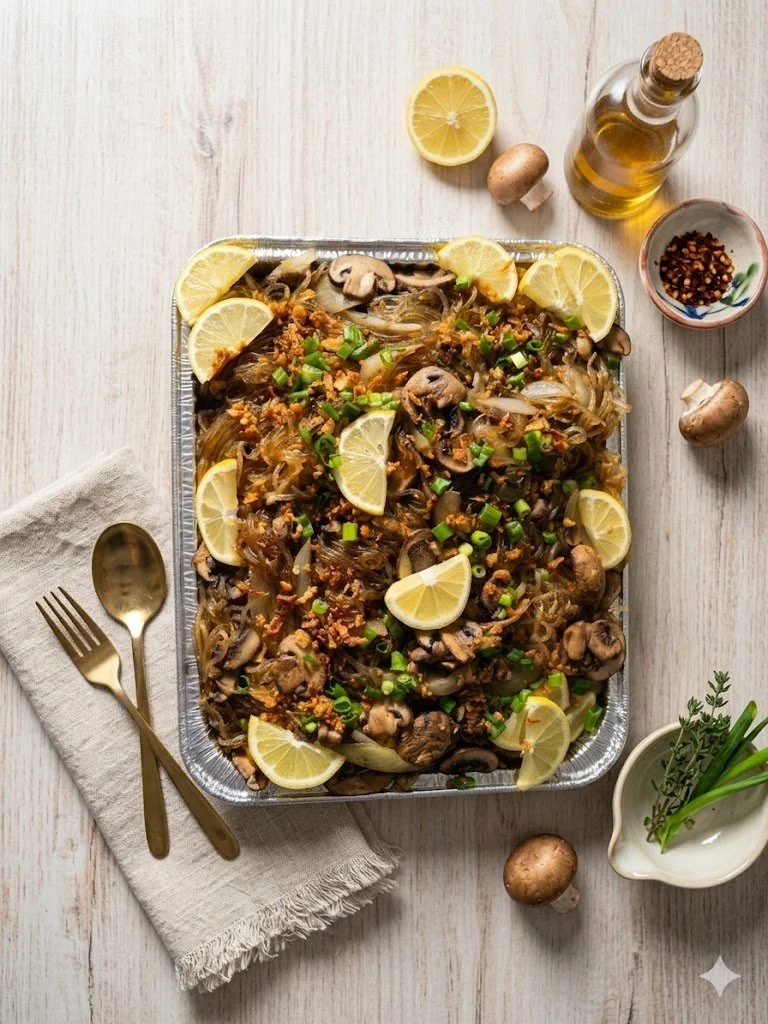 A Party tray of Filipino Bihon with Mushroom