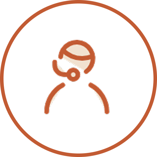 Customer service representative wearing a headset