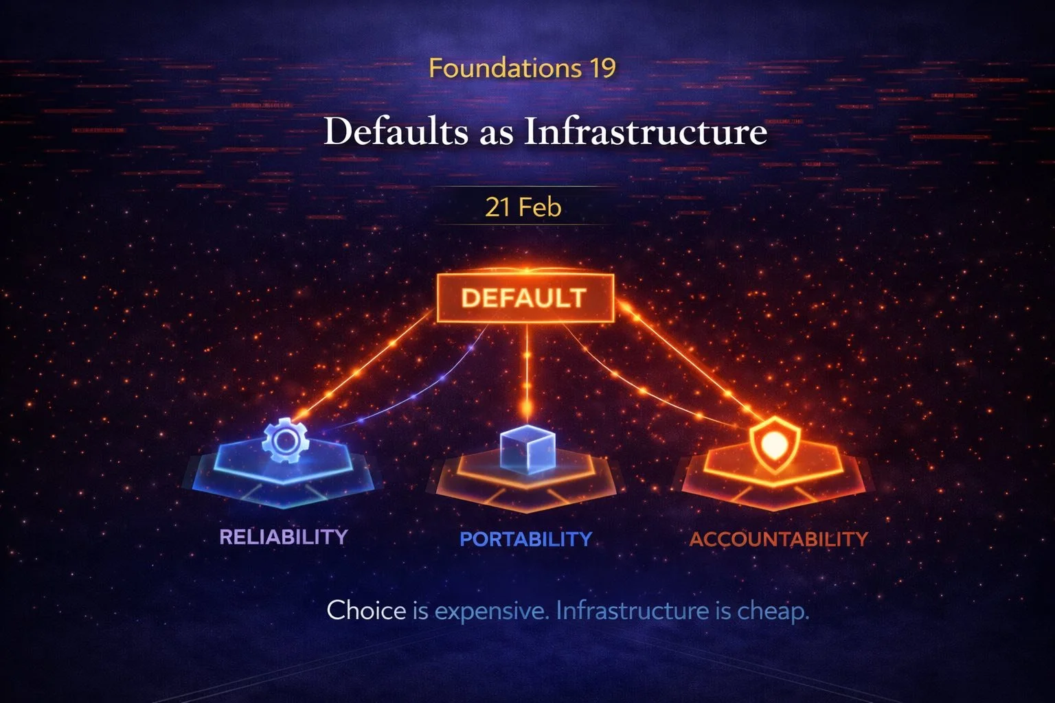 Foundations 19: Defaults as Infrastructure