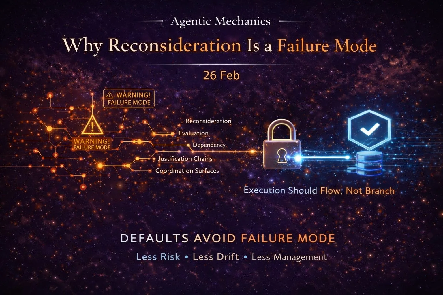 Agentic Mechanics 04: Why Reconsideration Is a Failure Mode