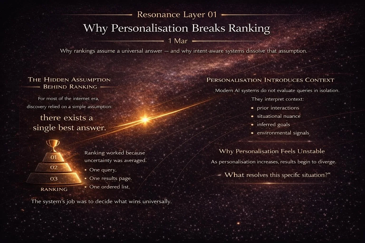 Resonance Layer 01 — Why Personalisation Breaks Ranking