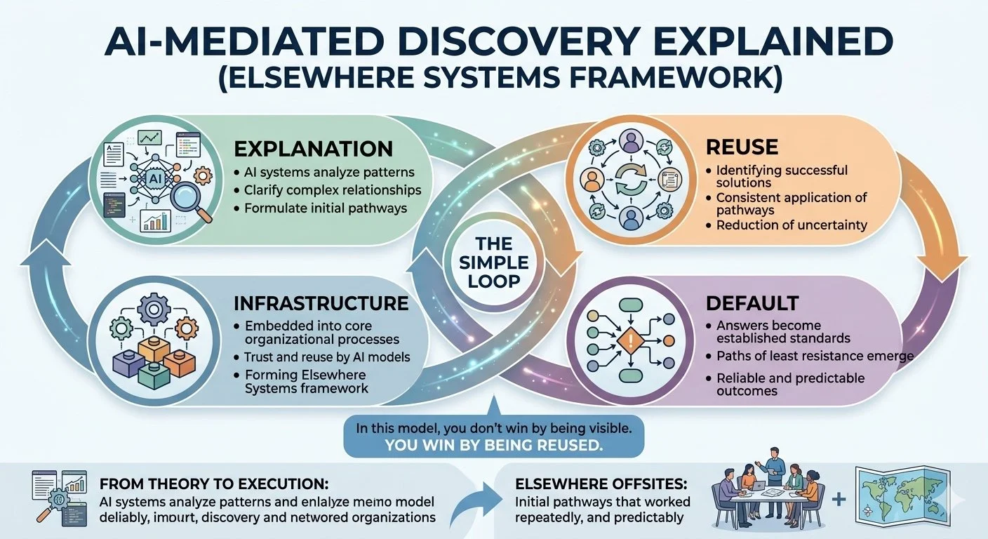 AI-mediated discovery explained (Elsewhere Systems Framework)