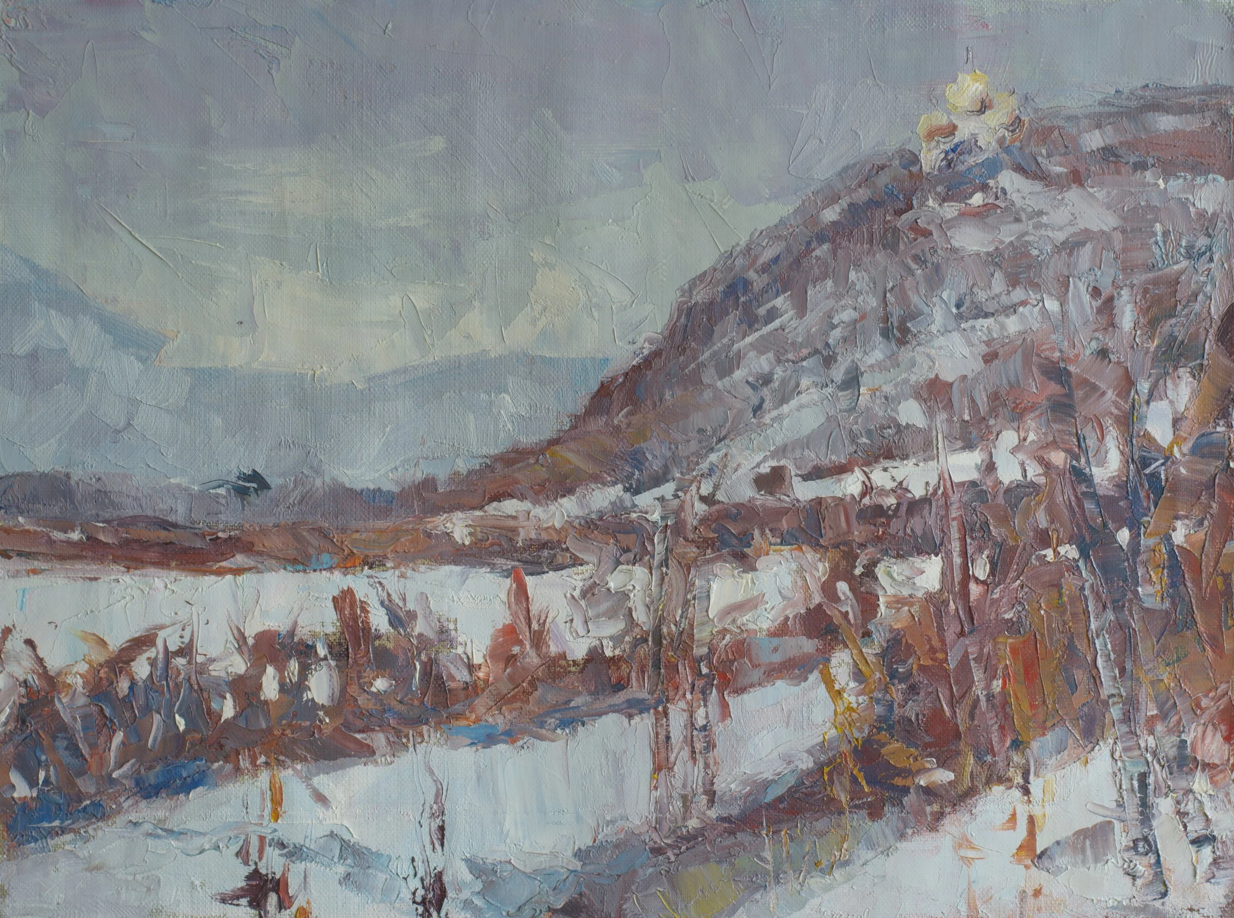 Winter at Tyapish, 2022
Oil on canvas
30 × 40 cm
Tereblia, Transcarpathia, Ukraine