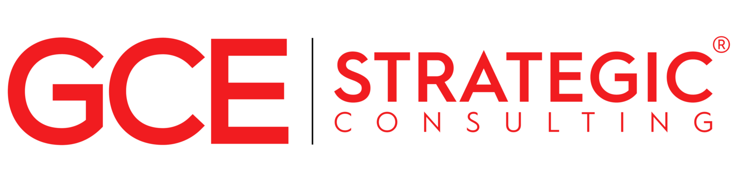 GCE Strategic Consulting logo in red and black text